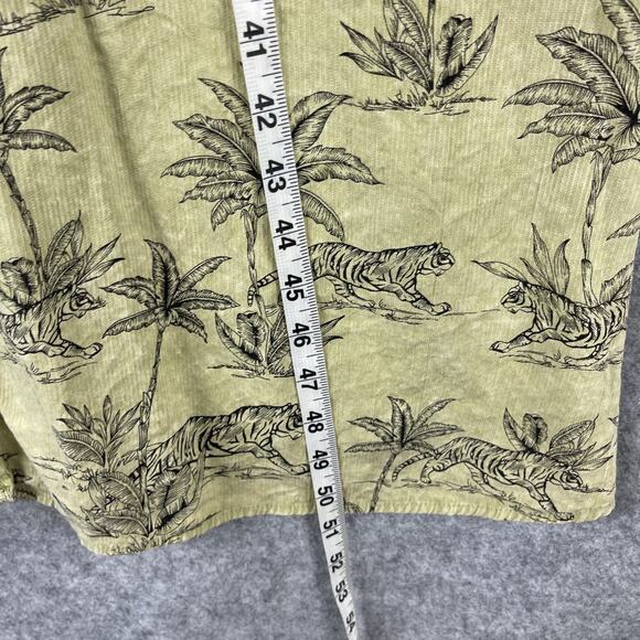 Easel Dress Small Green Tiger Print Button Front Midi Boho Safari Slits Roll Tab - Picture 8 of 16